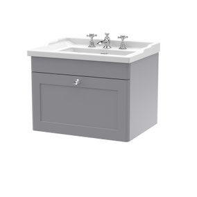Classique Wall Mounted 1 Drawer Vanity Unit with Ceramic Basin