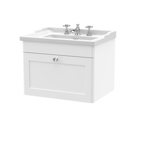 Classique Wall Mounted 1 Drawer Vanity Unit with Ceramic Basin