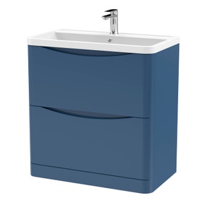 Lunar Floor Standing 2 Drawer Vanity Unit with Polymarble Basin
