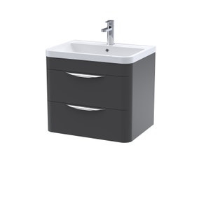 Parade Wall Mounted 2 Drawer Vanity Unit with Polymarble Basin