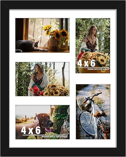 11x14 Collage Picture Frame, 4x6 Collage Picture Frame, Displays Five 4x6 inch Photos, or 11x14 (Without Mat) Wall Decor Wall Hanging or Tabletop,...