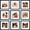 12x12 Picture Frame Set of 9, Display Pictures 8x8 with Mat or 12x12 without Mat, Multi Collage Gallery Square Photo Frames for Wall or Tabletop,...