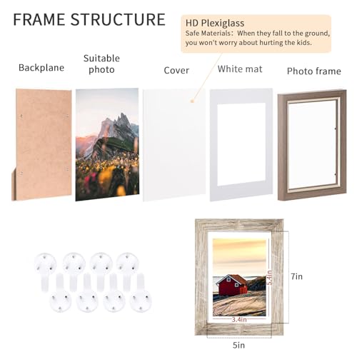 5x7 Picture Frames Set of 8, Rustic Picture Frames Multi Wood-Color,Vertical and Horizontal Formats for Wall Hanging and Tabletop Display,Perfect... 5x7 Picture Frames Set of 8, Rustic Picture Frames Multi Wood-Color,Vertical and Horizontal Formats for Wall Hanging and Tabletop Display,Perfect...