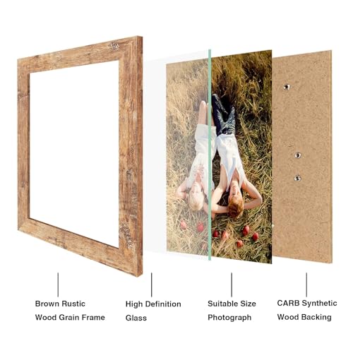 8x10 Picture Frame Set of 4, High Definition Real Glass Rustic Brown Frame, 8 x 10 Photo Frames for Desktop Display and Wall Mounting 8x10 Picture Frame Set of 4, High Definition Real Glass Rustic Brown Frame, 8 x 10 Photo Frames for Desktop Display and Wall Mounting