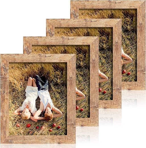 8x10 Picture Frame Set of 4, High Definition Real Glass Rustic Brown Frame, 8 x 10 Photo Frames for Desktop Display and Wall Mounting 8x10 Picture Frame Set of 4, High Definition Real Glass Rustic Brown Frame, 8 x 10 Photo Frames for Desktop Display and Wall Mounting