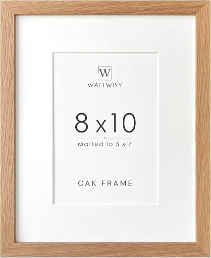 8x10 Picture Frame, Solid Oak Wood 8x10 Photo Frame with Mat to 5x7, 10x8 Picture Frames for Wall and Tabletop Display, Natural Oak 8 x 10 Frame,...