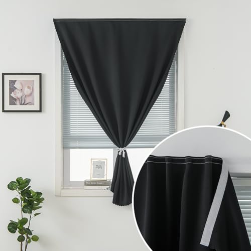 Adhesive Blackout Curtains- Self Stick Shades Window Blinds Curtains No Rod Needed Easy to Hang Curtains, Use for Bedroom, Living Room, Dining...