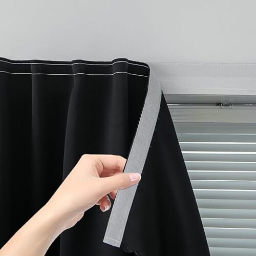 Adhesive Blackout Curtains- Self Stick Shades Window Blinds Curtains No Rod Needed Easy to Hang Curtains, Use for Bedroom, Living Room, Dining...