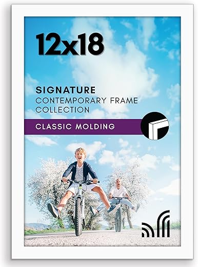 Americanflat 12x18 Poster Frame with Shatter-Resistant Glass - Signature Collection - Gallery-Style Frames Made of Engineered Wood - Photo Frame...