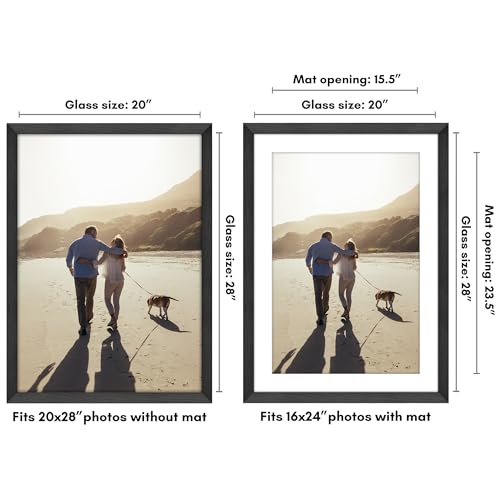Americanflat 20x28 Picture Frame with Polished Plexiglass - Use as 16x24 Frame with Mat or Display 20x28 Photo Without Mat - Hudson Collection -...