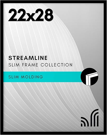 Americanflat 22x28 Poster Frame with Polished Plexiglass - Streamline Collection - Thin Border Picture Frame for Wall Display - Hanging Hardware...