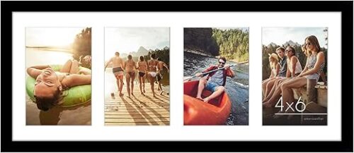 Americanflat 4x6 Collage Picture Frame with Shatter-Resistant Glass - Fits Four 4x6 Photos or Use as One 8x20 Picture Frame - Signature Collection...
