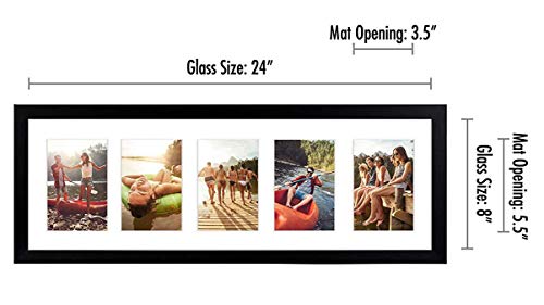 Americanflat 4x6 Collage Picture Frame with Shatter-Resistant Glass - Fits Five 4x6 Photos or Use as One 8x24 Picture Frame - Signature Collection... Americanflat 4x6 Collage Picture Frame with Shatter-Resistant Glass - Fits Five 4x6 Photos or Use as One 8x24 Picture Frame - Signature Collection...