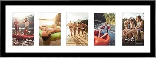 Americanflat 4x6 Collage Picture Frame with Shatter-Resistant Glass - Fits Five 4x6 Photos or Use as One 8x24 Picture Frame - Signature Collection...