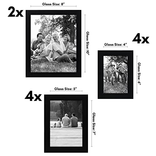 Americanflat Set of 10 Picture Frames with Shatter-Resistant Glass - Gallery Wall Frame Set with Two 8x10, Four 5x7 and Four 4x6 Frames - Signature...