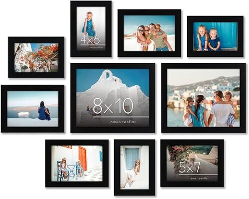 Americanflat Set of 10 Picture Frames with Shatter-Resistant Glass - Gallery Wall Frame Set with Two 8x10, Four 5x7 and Four 4x6 Frames - Signature...
