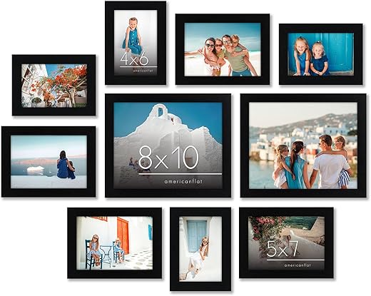Americanflat Set of 10 Picture Frames with Shatter-Resistant Glass - Gallery Wall Frame Set with Two 8x10, Four 5x7 and Four 4x6 Frames - Signature...
