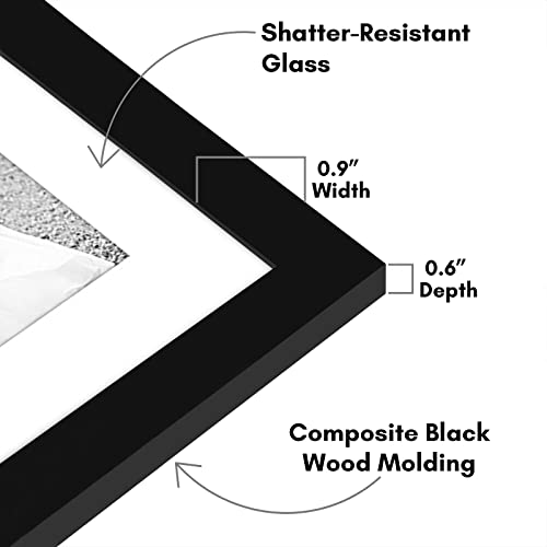 Americanflat Set of 7 Picture Frames with Shatter-Resistant Glass - Gallery Wall Frame Set with One 11x14 Frame, Two 8x10 Frames, and Four 5x7...