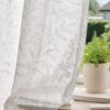 Anmao White Semi Sheer Non-See-Through Curtains 84 Inches Long 2 Panels, Leaf Pattern Drapes for Living Room Bedroom, Rod Pocket Light Filtering...
