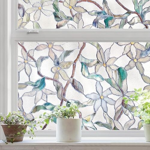 Artscape Jasmine | Privacy Window Film with Vibrant Colored Pattern | Non-Adhesive & UV Protection | Easy to Apply & Removable | 24 x 36 Inches |...