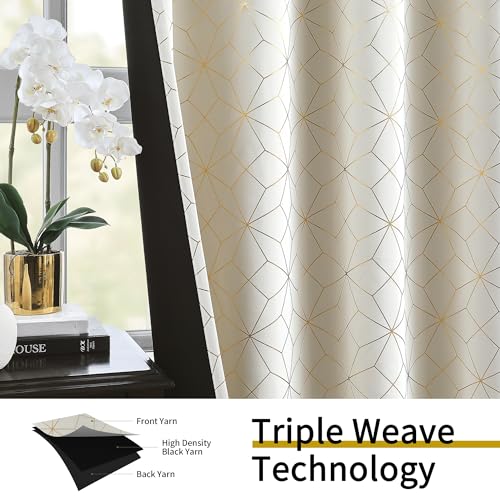 Beauoop 100% Blackout Curtains 84 Inches Long for Bedroom Living Room Moroccan Gold Patterned Drapes Thermal Insulated Grommet Top Window Treatment... Beauoop 100% Blackout Curtains 84 Inches Long for Bedroom Living Room Moroccan Gold Patterned Drapes Thermal Insulated Grommet Top Window Treatment...