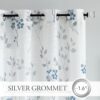 Beauoop Floral linen Semi Sheer Curtains 63 Inch Length 2 Panels for Living Room Bedroom Blue Grey Farmhouse Flower Patterned Light Filtering...