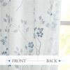 Beauoop Floral linen Semi Sheer Curtains 63 Inch Length 2 Panels for Living Room Bedroom Blue Grey Farmhouse Flower Patterned Light Filtering...