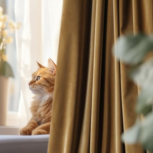 Beauoop Golden Brown Velvet Curtains 84 Inches Long 2 Panels for Bedroom Living Room Soft Luxury Room Darkening Thermal Insulated Soundproof Rod... Beauoop Golden Brown Velvet Curtains 84 Inches Long 2 Panels for Bedroom Living Room Soft Luxury Room Darkening Thermal Insulated Soundproof Rod...