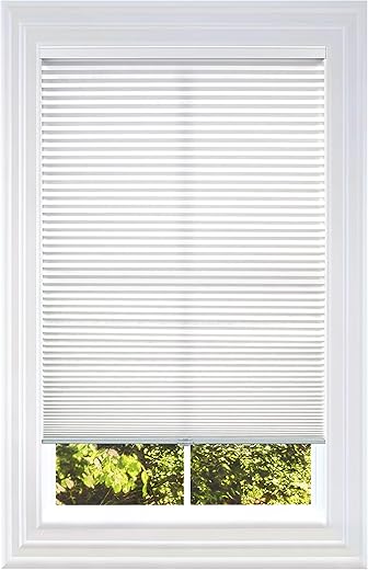 BlindsAvenue Cellular Honeycomb Cordless Polyester Shade, 9/16" Single Cell, Light Filtering, White, Size: 23" W x 48" H