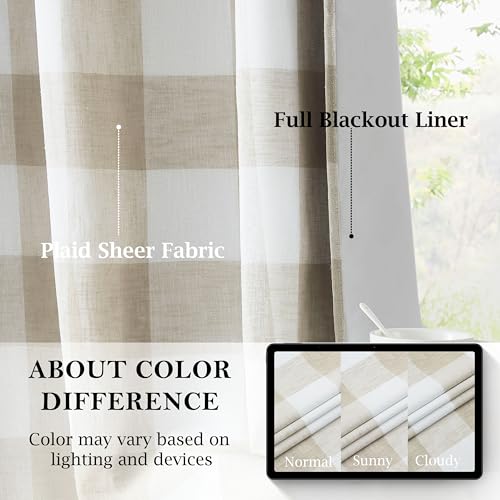 Buffalo Plaid Full Blackout Window Curtains 84 Inches Long Checkered Grommet Panels Farmhouse Geo Energy Efficient Drapes Noise Reducing Thermal... Buffalo Plaid Full Blackout Window Curtains 84 Inches Long Checkered Grommet Panels Farmhouse Geo Energy Efficient Drapes Noise Reducing Thermal...