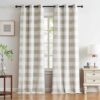 Buffalo Plaid Full Blackout Window Curtains 84 Inches Long Checkered Grommet Panels Farmhouse Geo Energy Efficient Drapes Noise Reducing Thermal...