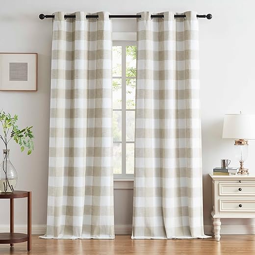 Buffalo Plaid Full Blackout Window Curtains 84 Inches Long Checkered Grommet Panels Farmhouse Geo Energy Efficient Drapes Noise Reducing Thermal... Buffalo Plaid Full Blackout Window Curtains 84 Inches Long Checkered Grommet Panels Farmhouse Geo Energy Efficient Drapes Noise Reducing Thermal...