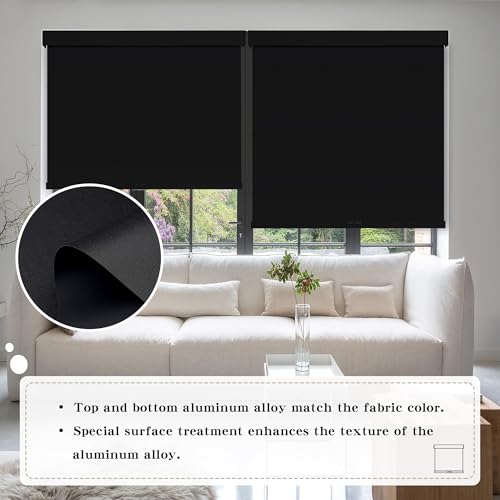 Cordless Blackout Roller Shades Blinds for Windows Free-Stop,Pull Down Room Darkening with Valance,Thermal Insulated Woven Fabric Window Door... Cordless Blackout Roller Shades Blinds for Windows Free-Stop,Pull Down Room Darkening with Valance,Thermal Insulated Woven Fabric Window Door...