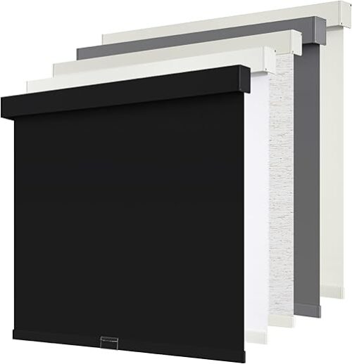 Cordless Blackout Roller Shades Blinds for Windows Free-Stop,Pull Down Room Darkening with Valance,Thermal Insulated Woven Fabric Window Door...