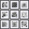 eletecpro 12x12 Picture Frames Set of 9 Classic Gallery Wall Frame Set Displays 8x8 Photo with Mat or 12x12 without Mat, Square Collage Wall Decor,...