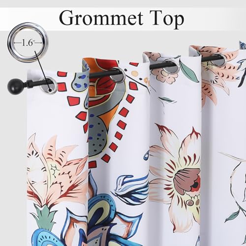 Estelar Textiler Classical Blue Floral Printing Curtains for Living Room Curtains 84 Inches Long, Room Darkening Thick Grommet Top Farmhouse Window...