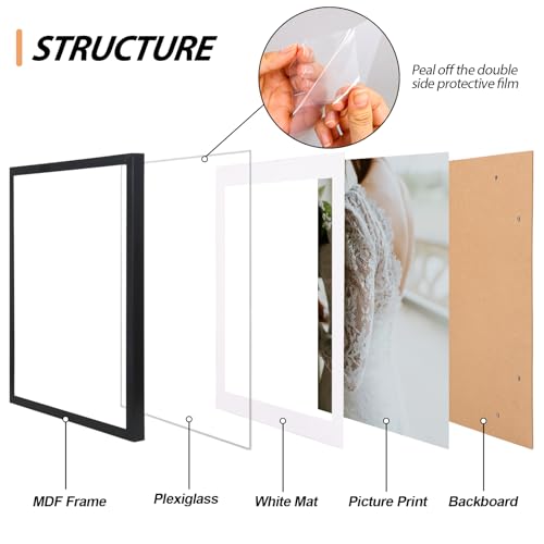 Fixwal Picture Frames Set, Gallery Wall Frame Set Picture Frames Collage 15 Pack for Wall or Tabletop with 8x10 5x7 4x6 Frames, Rustic Picture...