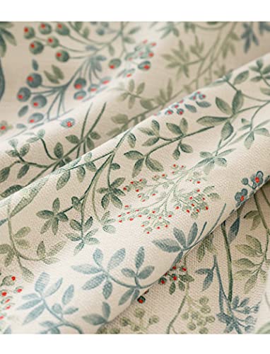 Floral Farmhouse Curtains Semi-Blackout Living Room Drapes 96 Inch Length Cotton Linen Blend Bohemian Window Curtain Panels White Bedroom Drapes, 1...