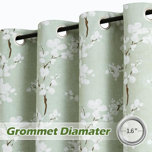 FMFUNCTEX 100% Blackout Floral Curtains for Bedroom, Sage Green Curtains 63 inch Length Blossom Patterned for Living Room, Thermal Insulated... FMFUNCTEX 100% Blackout Floral Curtains for Bedroom, Sage Green Curtains 63 inch Length Blossom Patterned for Living Room, Thermal Insulated...