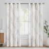 FMFUNCTEX Linen Semi Sheer Curtains for Bedroom, Yellow White Curtains 84 Inches Long for Living Room, Grey Tree Branch Print Curtain Light...