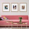 Kate and Laurel Adlynn Wall Picture Frame Set, 16" x 20" matted to 8" x 10", Gold, Set of 3