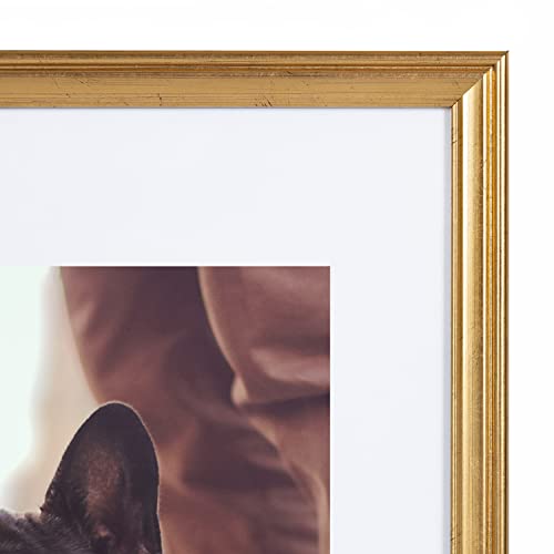 Kate and Laurel Adlynn Wall Picture Frame Set, 16" x 20" matted to 8" x 10", Gold, Set of 3