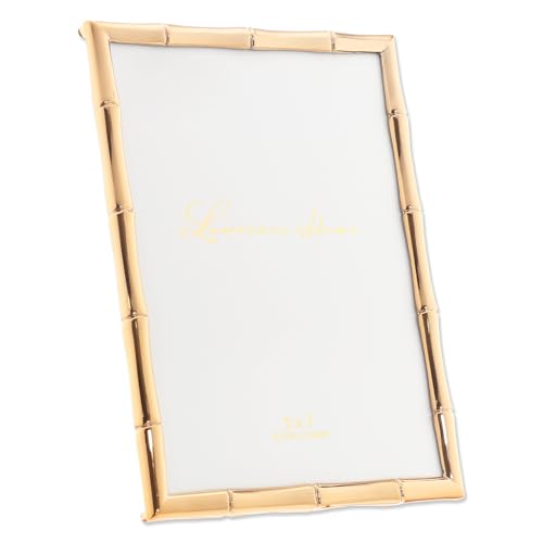 Lawrence Frames 5" W x 7" H Gold Metal Picture Frame with Bamboo Design (712257)
