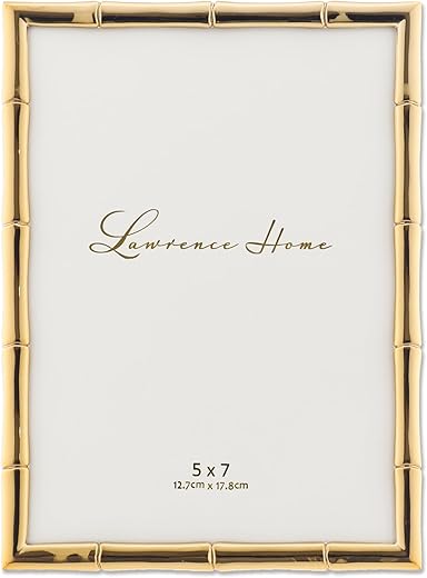Lawrence Frames 5" W x 7" H Gold Metal Picture Frame with Bamboo Design (712257)