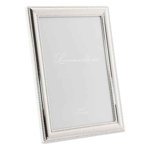 Lawrence Frames 510757 Metal Picture Frame Silver-Plate with Delicate Beading, 5 by 7-Inch