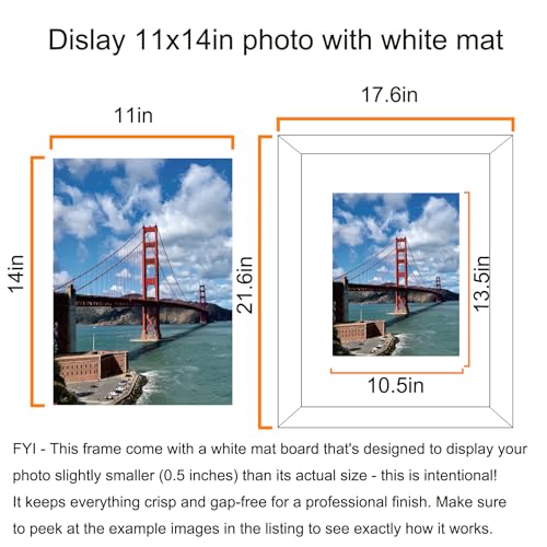 LUCKYLIFE 16x20 Frames, Picture Frames for Wall, Display Pictures 11x14 with Mat or 16x20 without Mat, Set of 2, Black