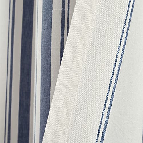 Lush Decor Farmhouse Stripe Yarn Dyed Cotton Window Curtain Panel Pair, 42" W x 84" L, Navy - Classic Modern Rustic Charm - Eco Friendly Cotton...