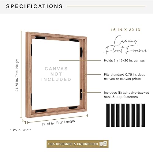 MCS Canvas Float Frames 16x20 Frame, Walnut Woodgrain for Finished Canvases, Vertical & Horizontal Wall Hanging Large with Adhesive for Canvas... MCS Canvas Float Frames 16x20 Frame, Walnut Woodgrain for Finished Canvases, Vertical & Horizontal Wall Hanging Large with Adhesive for Canvas...