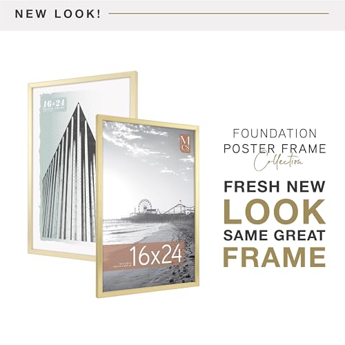 MCS Foundation 16x24 Poster Frame Traditional Brass, Vertical & Horizontal Wall Hanging Large Picture Frame for Photos, Posters & Art Prints (1-Pack)