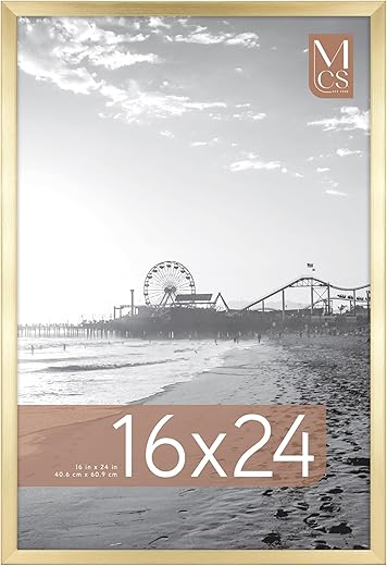 MCS Foundation 16x24 Poster Frame Traditional Brass, Vertical & Horizontal Wall Hanging Large Picture Frame for Photos, Posters & Art Prints (1-Pack)